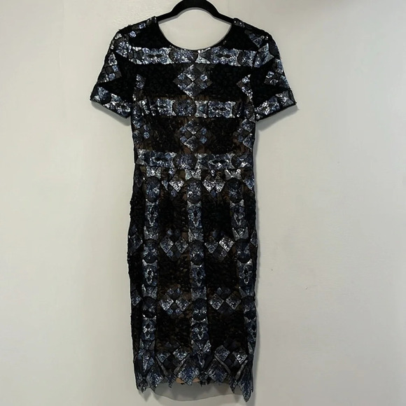 BCBGMAXAZRIA 'Samara' Sequin Lace Sheath Dress size 2 - Picture 1 of 7